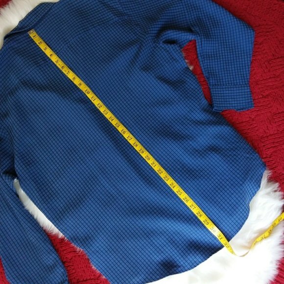 Bugatchi Blue Window Pane Long Sleeve Shirt L - Picture 6 of 8